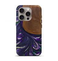 iPhone 16 Pro Wood Live Edge Phone Case - Stephine (Purple, 727198)