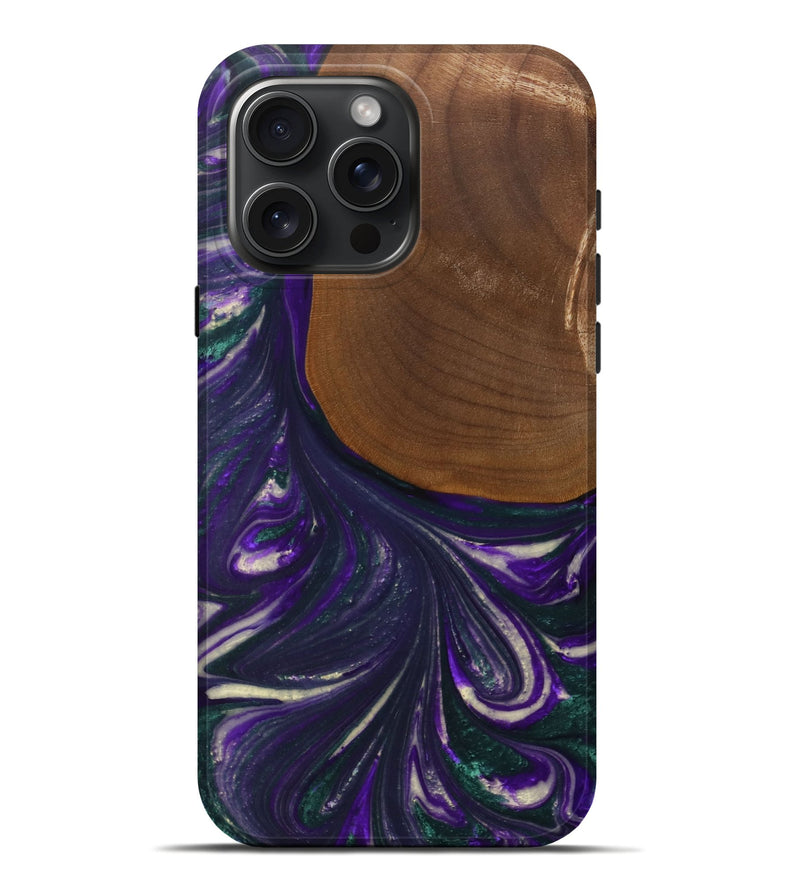 iPhone 16 Pro Max Wood Live Edge Phone Case - Stephine (Purple, 727198)