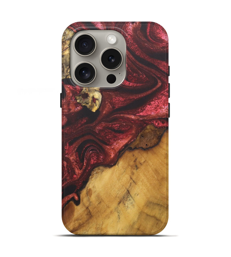 iPhone 16 Pro Wood Live Edge Phone Case - Richard (Red, 727202)