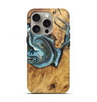 iPhone 16 Pro Wood Live Edge Phone Case - Merrielle (Teal & Gold, 727216)