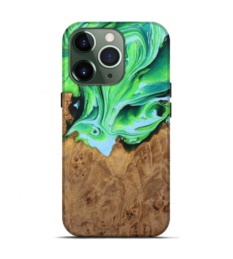 iPhone 13 Pro Wood Live Edge Phone Case - Lucila (Green, 727231)