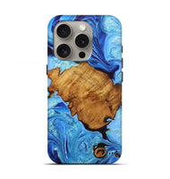 iPhone 16 Pro Wood Live Edge Phone Case - Nonna (Blue, 727232)