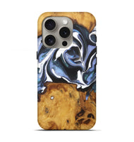 iPhone 16 Pro Wood Live Edge Phone Case - Natalia (Blue, 727257)