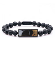 Lava Bead Wood Bracelet - Sabrina (Black & White, 727357)