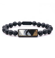 Lava Bead Wood Bracelet - Demetrius (Black & White, 727382)