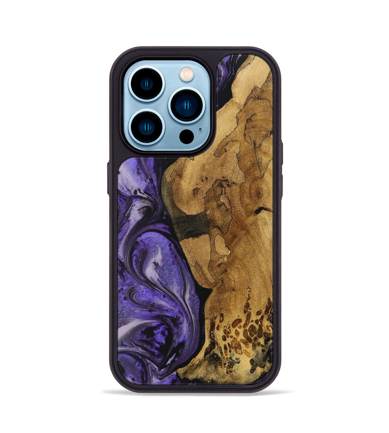 iPhone 14 Pro Wood Phone Case - Birdella (Purple, 727529)