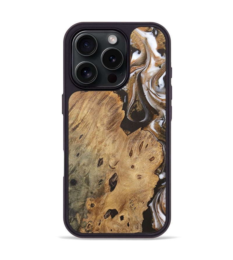 iPhone 16 Pro Wood Phone Case - Alethea (Black & White, 727539)