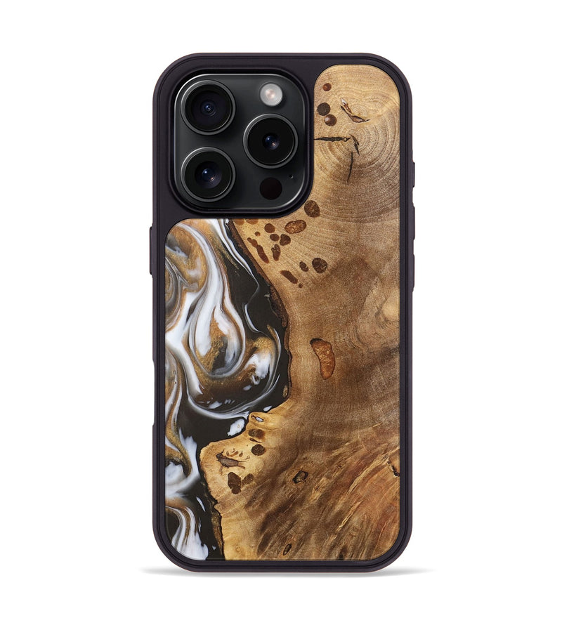 iPhone 16 Pro Wood Phone Case - Mina (Black & White, 727541)