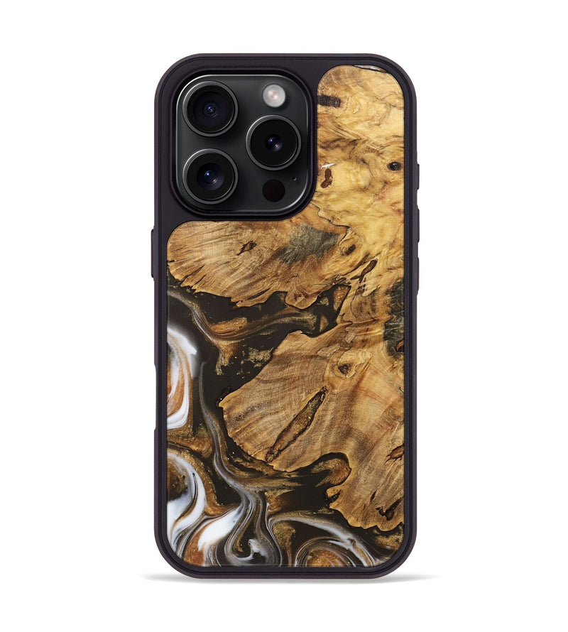 iPhone 16 Pro Wood Phone Case - Kaylin (Black & White, 727553)