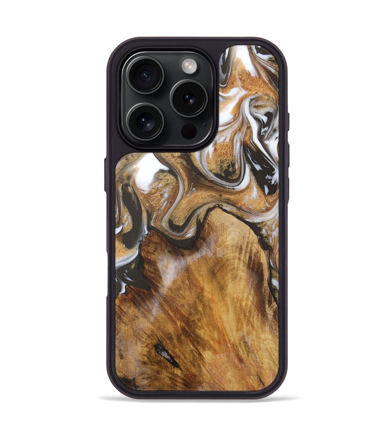 iPhone 16 Pro Wood Phone Case - Martelle (Black & White, 727561)