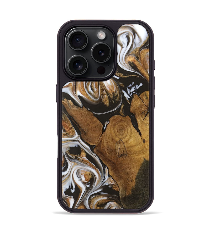 iPhone 16 Pro Wood Phone Case - Ell (Black & White, 727562)