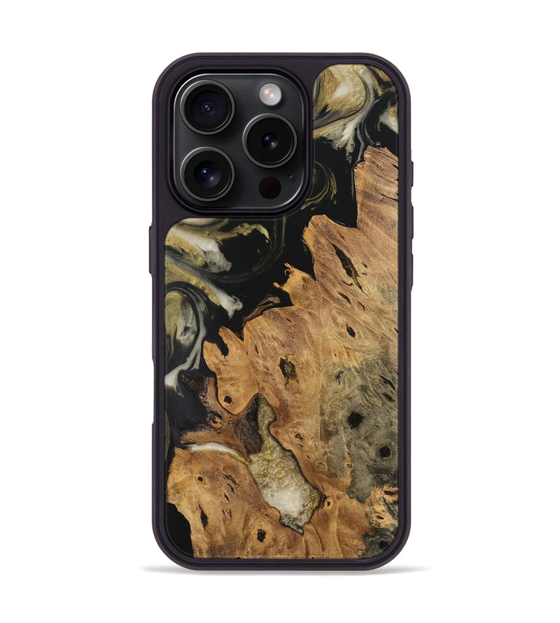 iPhone 16 Pro Wood Phone Case - Priya (Black & White, 727576)