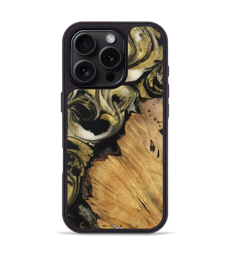 iPhone 16 Pro Wood Phone Case - Evan (Black & White, 727580)