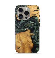 iPhone 16 Pro Wood Live Edge Phone Case - Jim (Green, 727695)