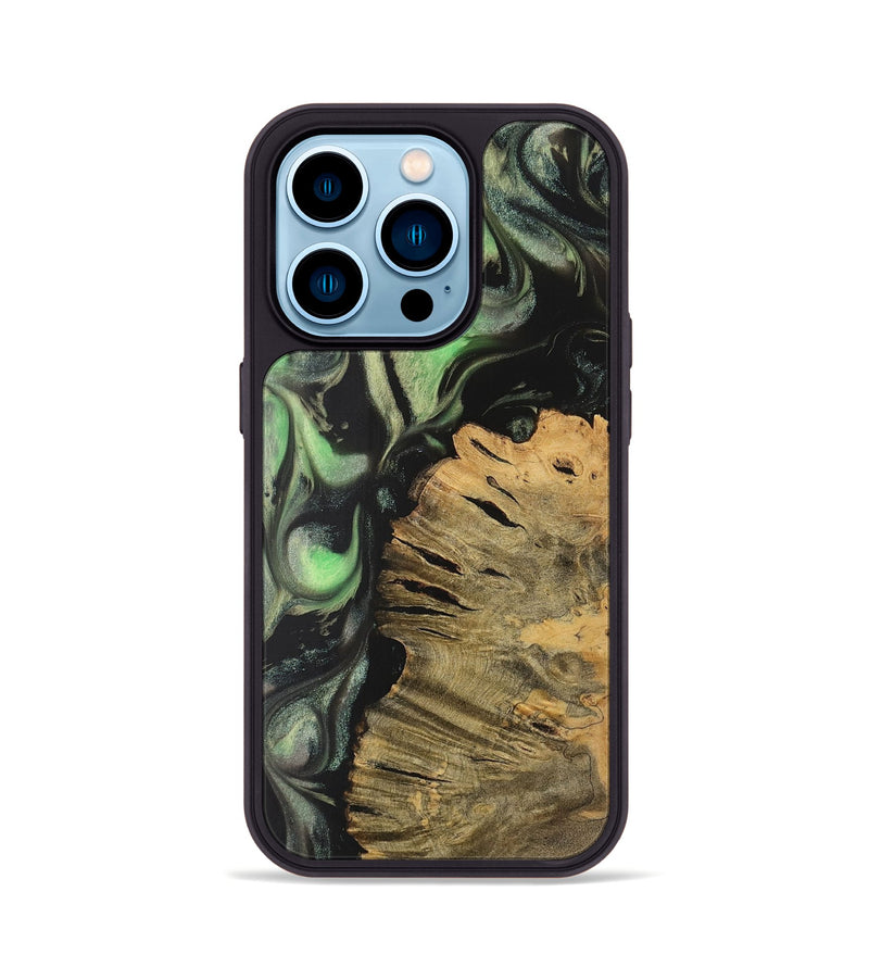 iPhone 14 Pro Wood Phone Case - Tierra (Green, 727929)