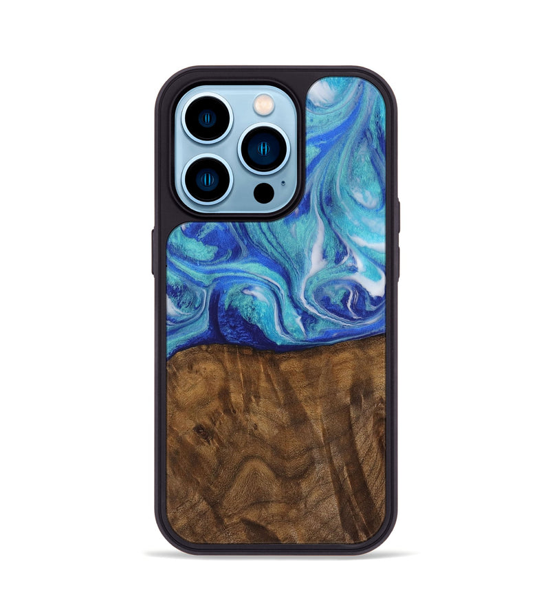 iPhone 14 Pro Wood Phone Case - Juluis (Blue, 728208)