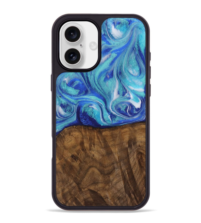 iPhone 16 Plus Wood Phone Case - Juluis (Blue, 728208)