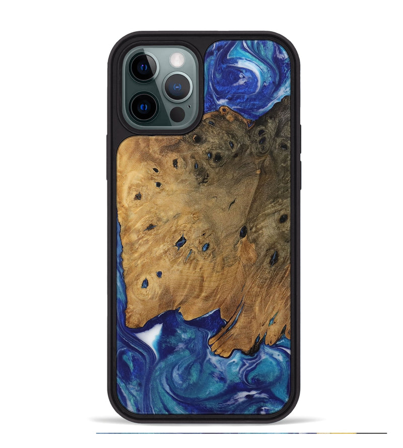 iPhone 12 Pro Max Wood Phone Case - Kwame (Blue, 728292)