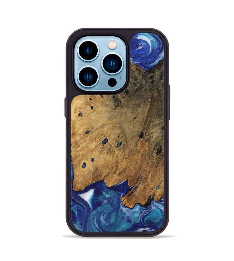 iPhone 14 Pro Wood Phone Case - Kwame (Blue, 728292)