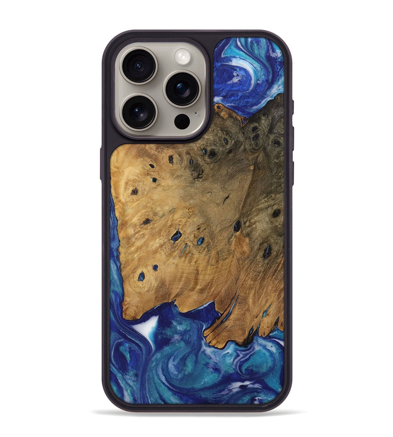 iPhone 15 Pro Max Wood Phone Case - Kwame (Blue, 728292)