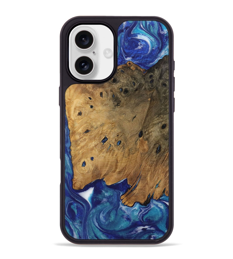 iPhone 16 Plus Wood Phone Case - Kwame (Blue, 728292)