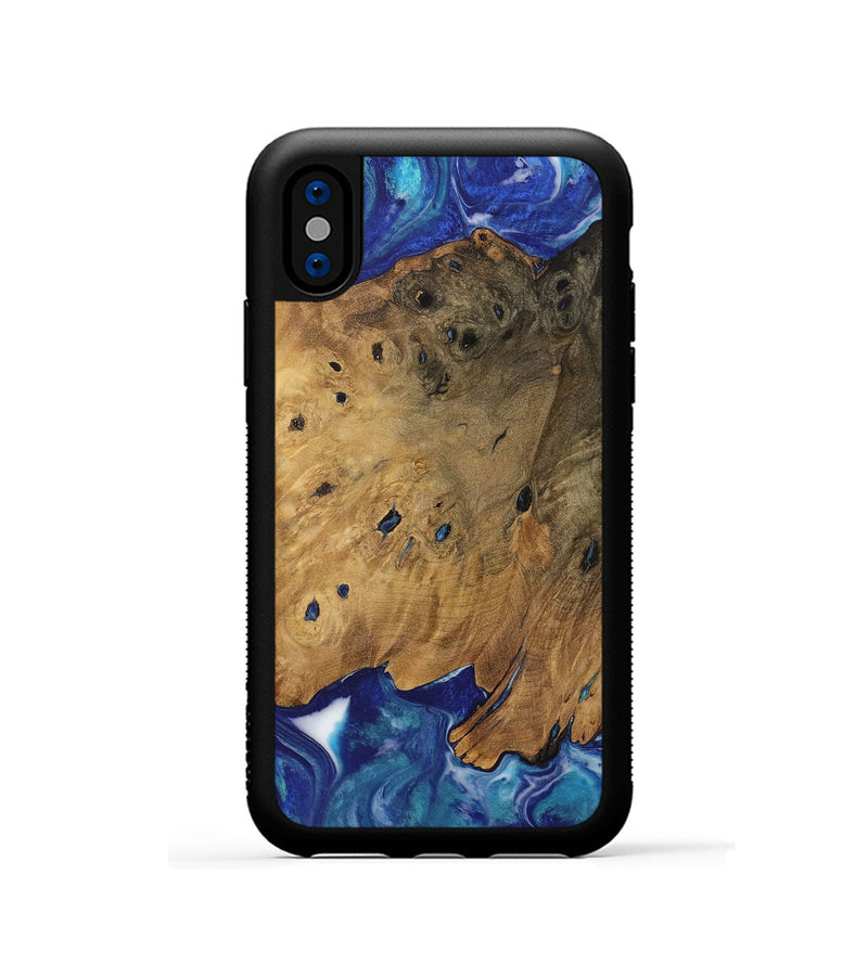 iPhone Xs Wood Phone Case - Kwame (Blue, 728292)