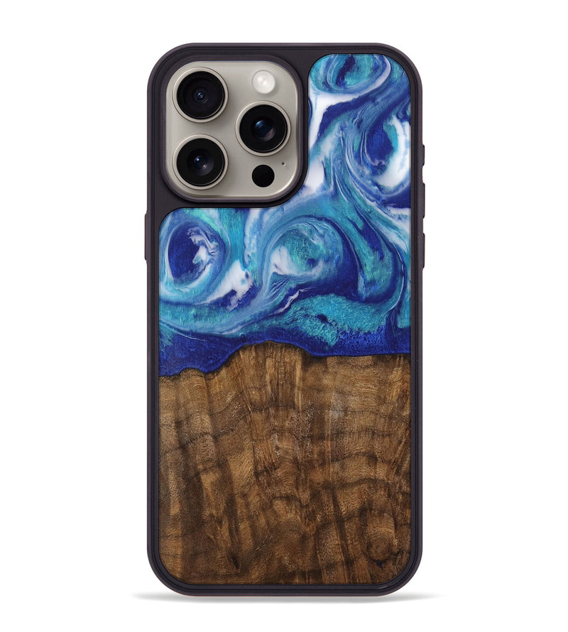 iPhone 15 Pro Max Wood Phone Case - Heddi (Blue, 728294)