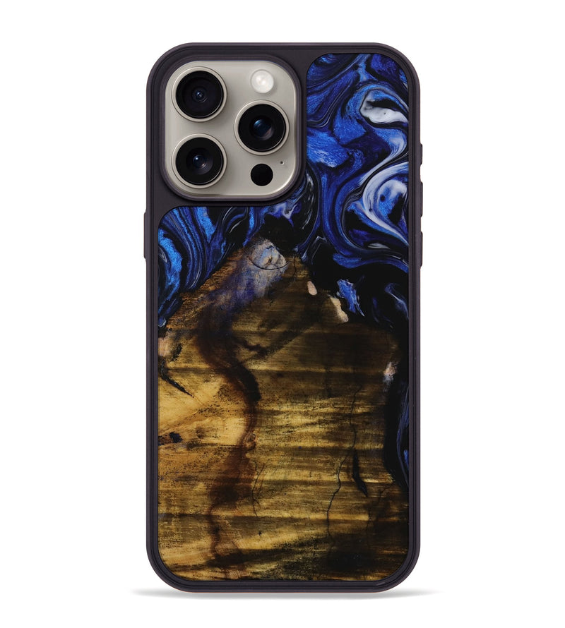 iPhone 15 Pro Max Wood Phone Case - Yoel (Blue, 728336)