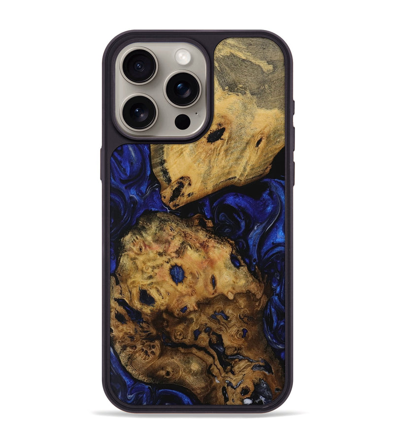 iPhone 15 Pro Max Wood Phone Case - Teri (Blue, 728339)