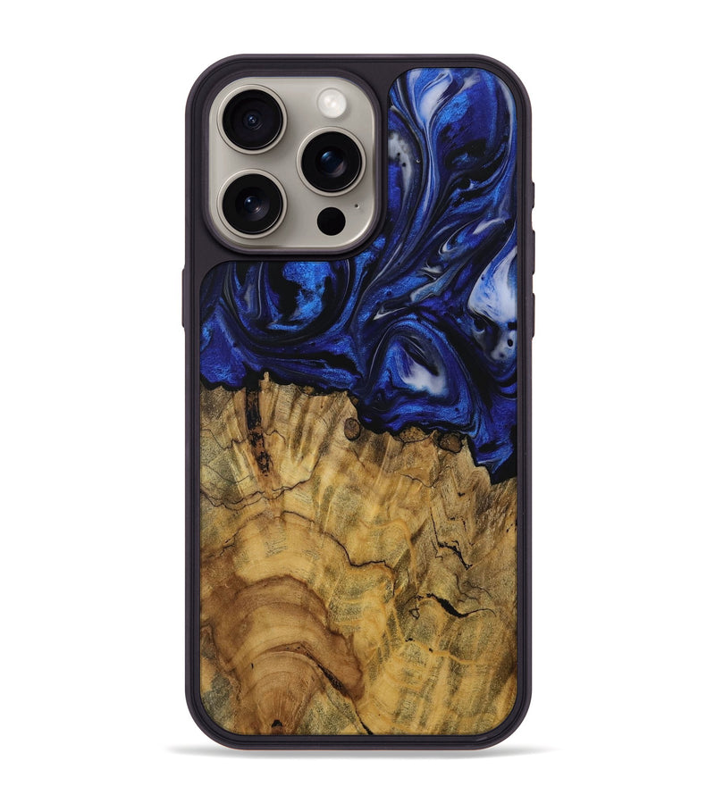 iPhone 15 Pro Max Wood Phone Case - Subhra (Blue, 728342)