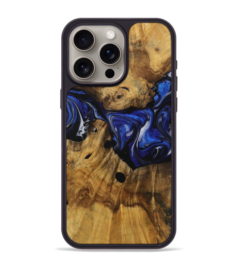 iPhone 15 Pro Max Wood Phone Case - Jillie (Blue, 728343)