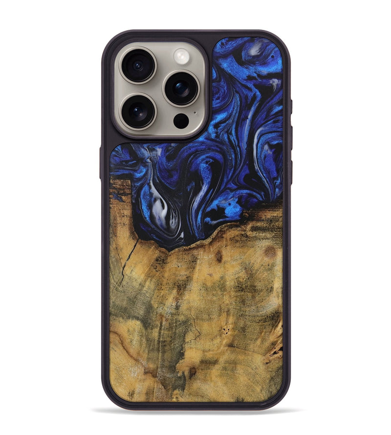 iPhone 15 Pro Max Wood Phone Case - Kessley (Blue, 728351)