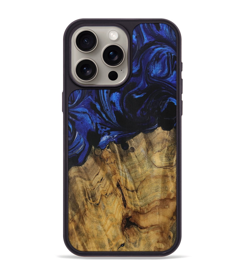 iPhone 15 Pro Max Wood Phone Case - Dorthea (Blue, 728354)