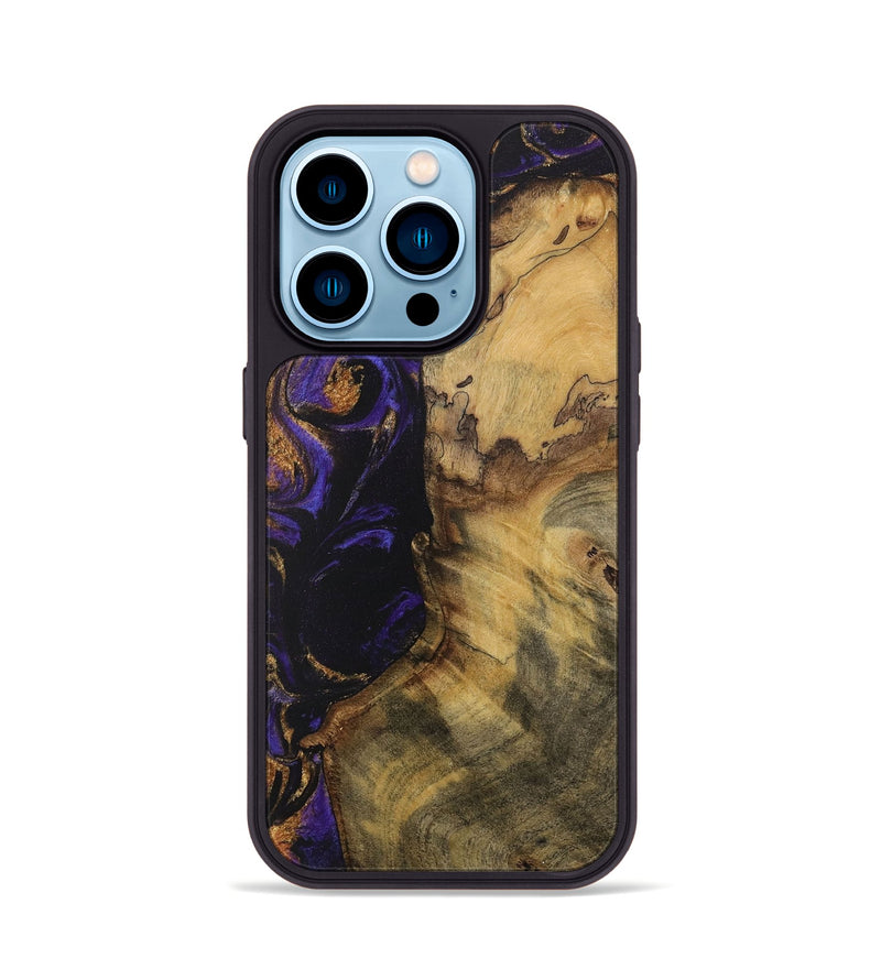 iPhone 14 Pro Wood Phone Case - Fania (Purple, 728355)