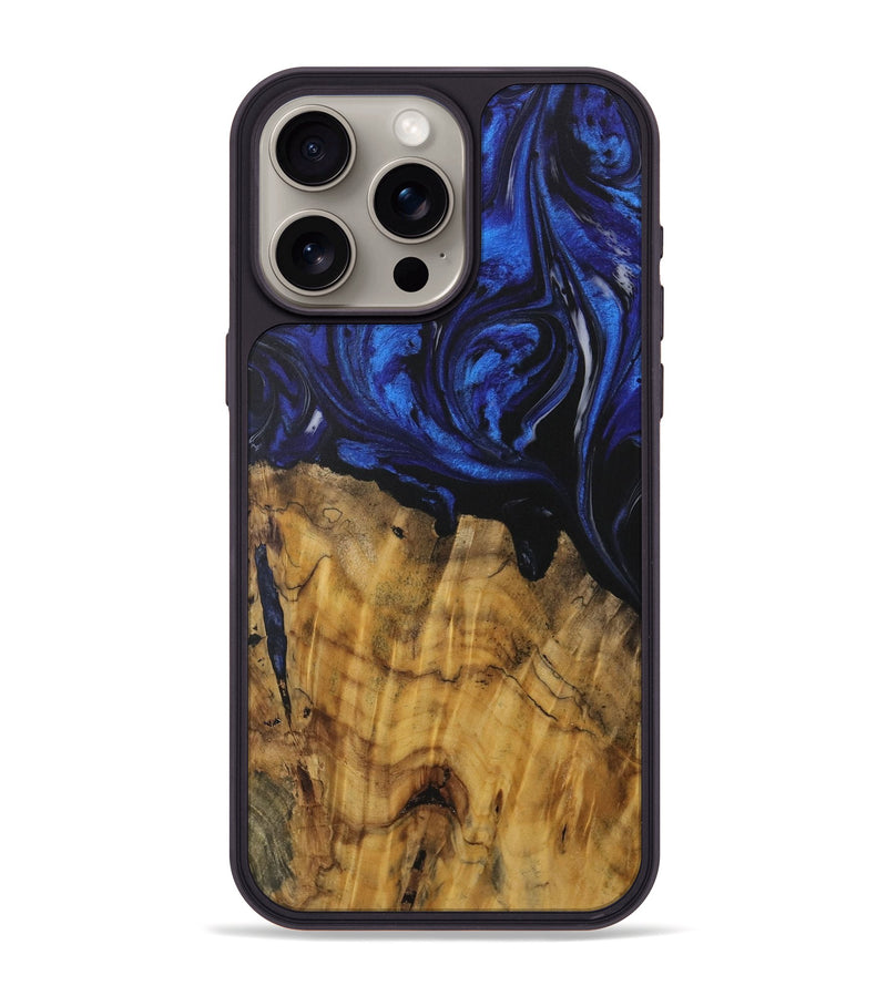 iPhone 15 Pro Max Wood Phone Case - Stephanie (Blue, 728357)