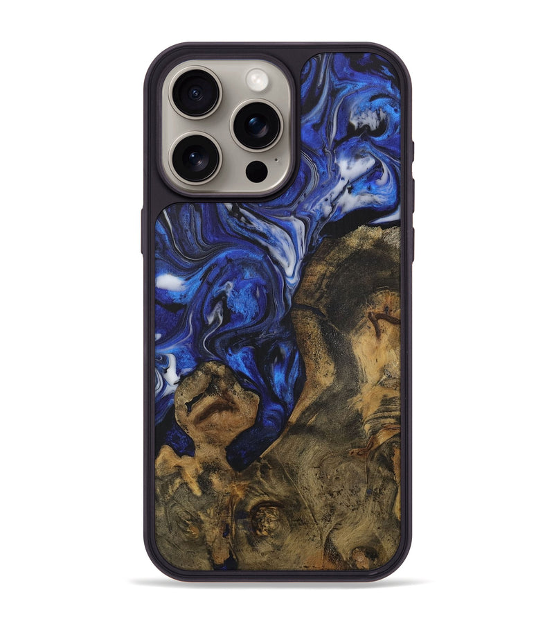 iPhone 15 Pro Max Wood Phone Case - Olive (Blue, 728361)