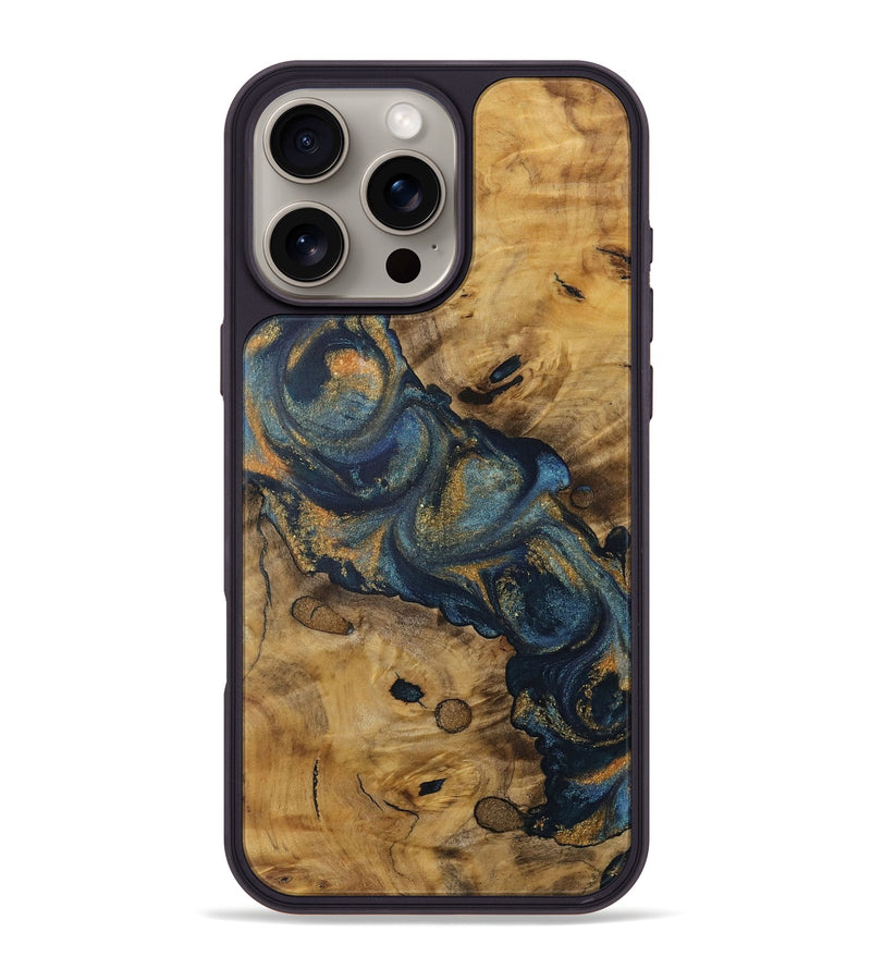 iPhone 16 Pro Max Wood Phone Case - Nannie (Teal & Gold, 728369)