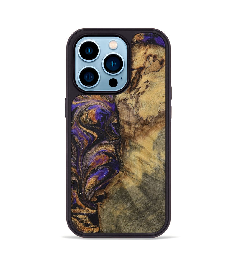 iPhone 14 Pro Wood Phone Case - Michele (Purple, 728372)