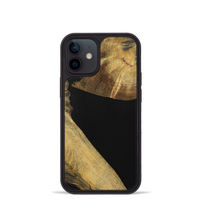 iPhone 12 mini Wood Phone Case - Hellen (Pure Black, 728380)