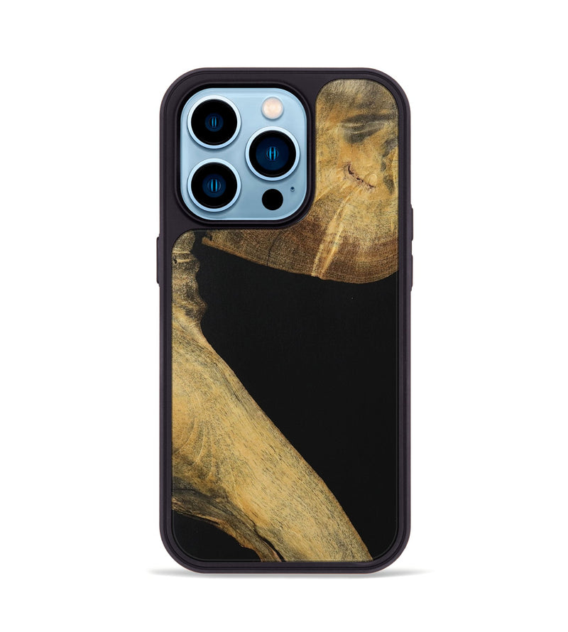 iPhone 14 Pro Wood Phone Case - Hellen (Pure Black, 728380)