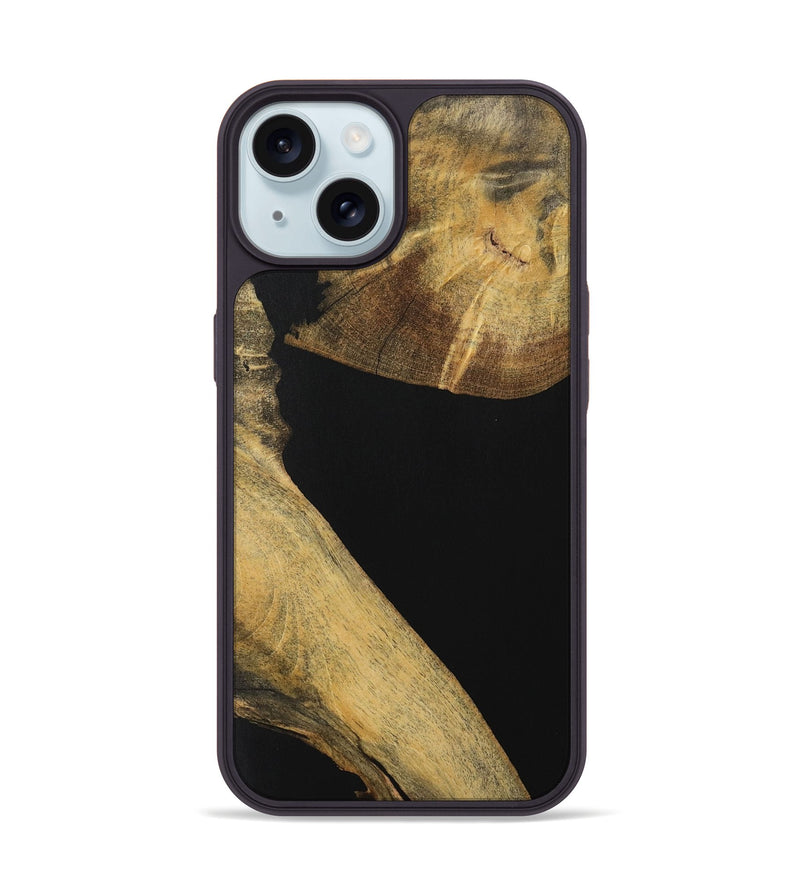 iPhone 15 Wood Phone Case - Hellen (Pure Black, 728380)