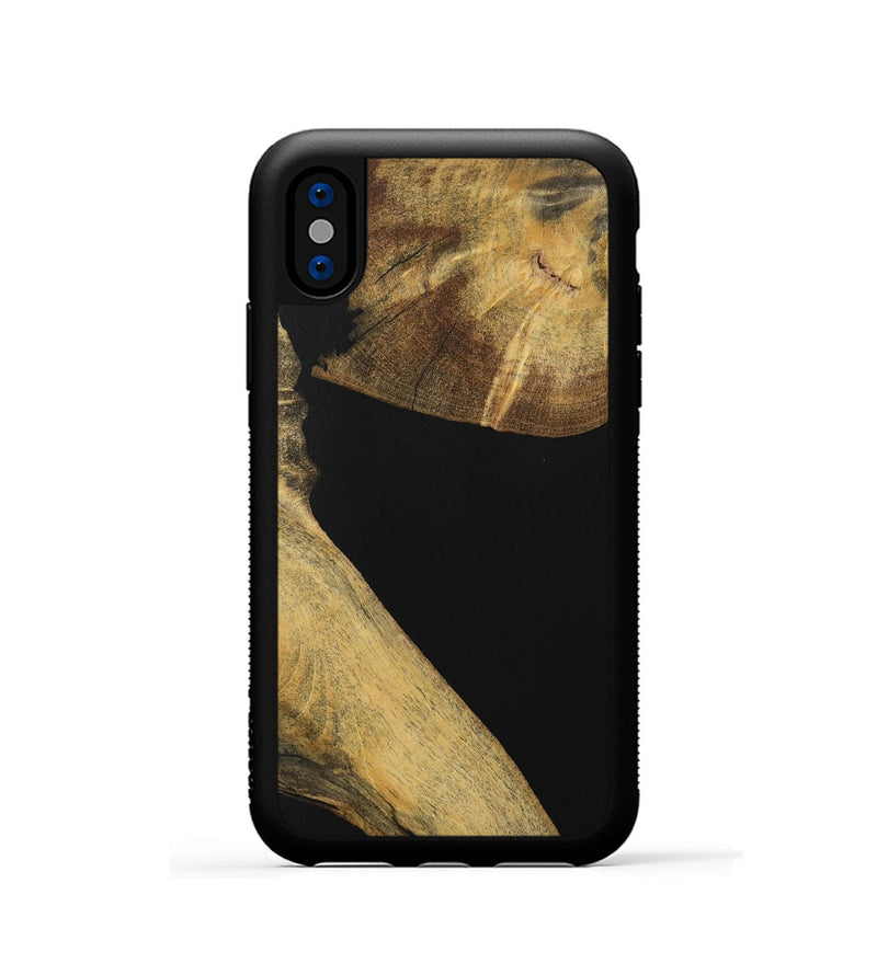 iPhone Xs Wood Phone Case - Hellen (Pure Black, 728380)