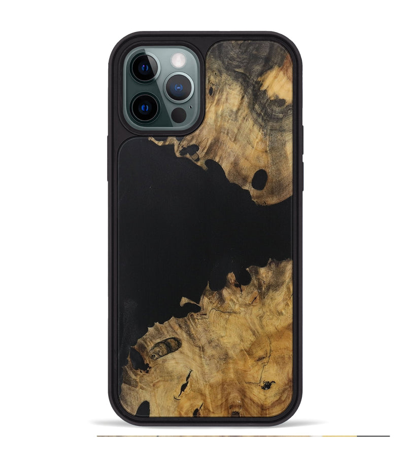 iPhone 12 Pro Max Wood Phone Case - Breanne (Pure Black, 728477)