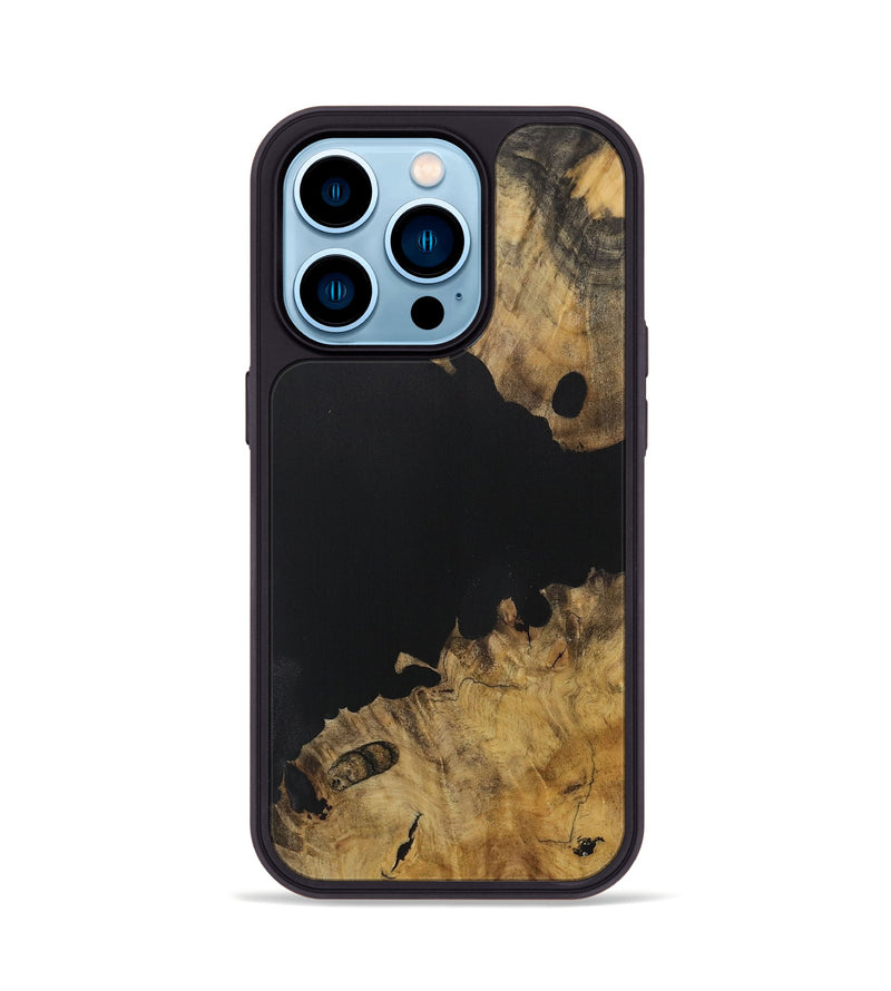 iPhone 14 Pro Wood Phone Case - Breanne (Pure Black, 728477)