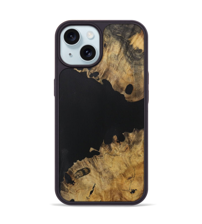 iPhone 15 Wood Phone Case - Breanne (Pure Black, 728477)