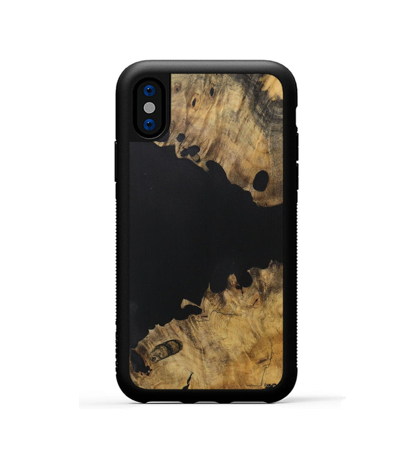 iPhone Xs Wood Phone Case - Breanne (Pure Black, 728477)