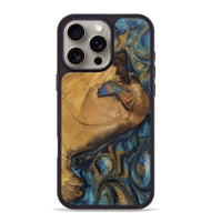 iPhone 16 Pro Max Wood Phone Case - Tuan (Teal & Gold, 728494)