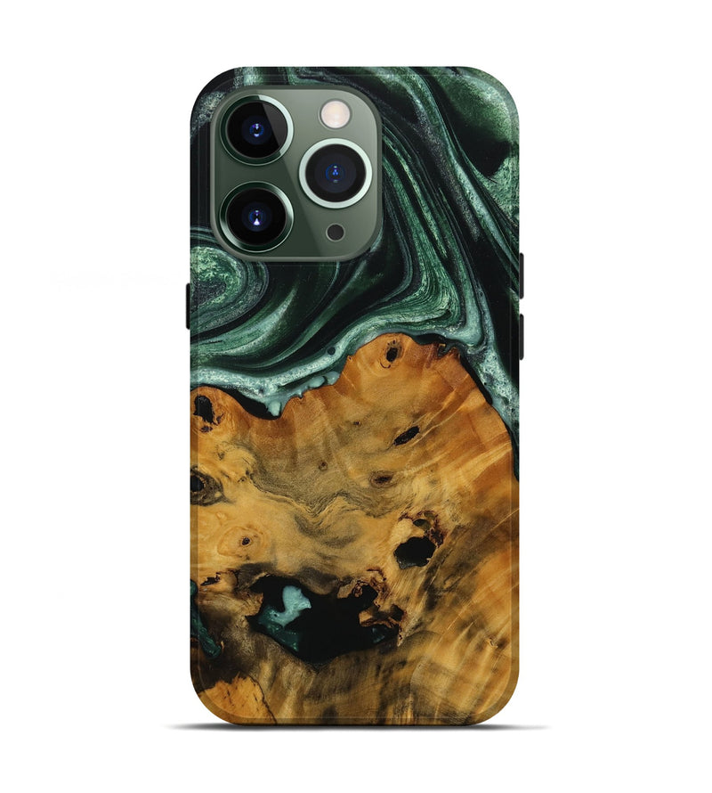 iPhone 13 Pro Wood Live Edge Phone Case - Lyndell (Green, 728522)