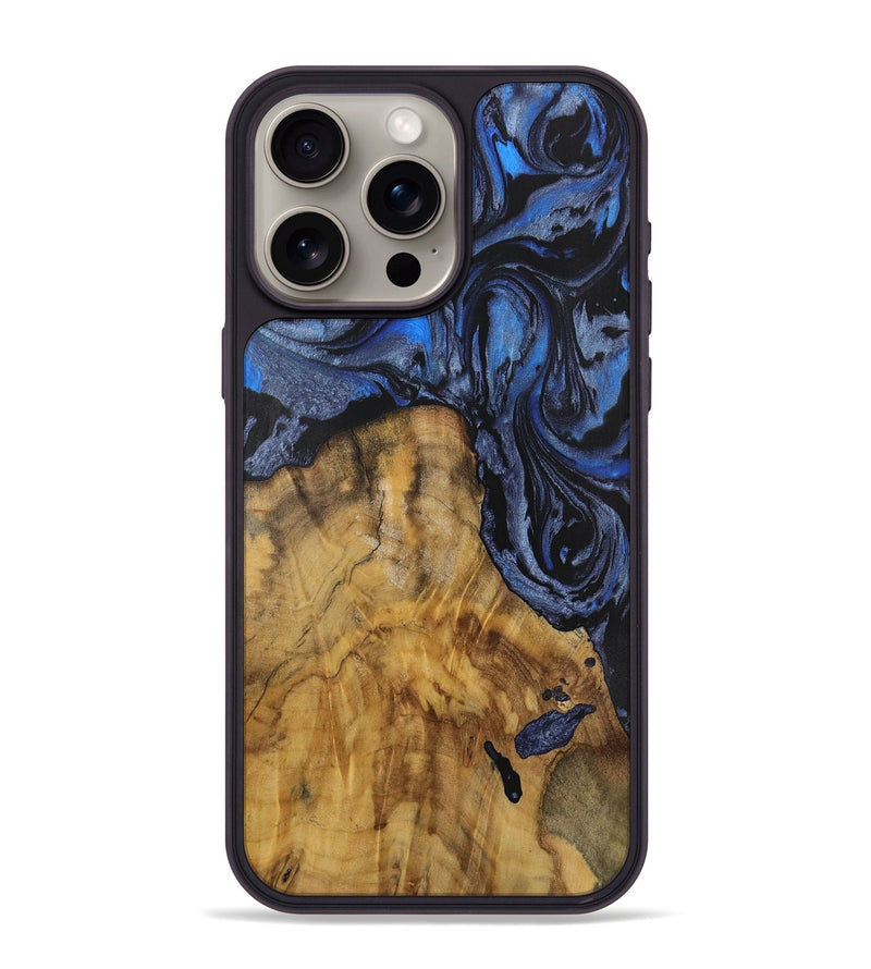 iPhone 15 Pro Max Wood Phone Case - Shoeb (Blue, 728554)