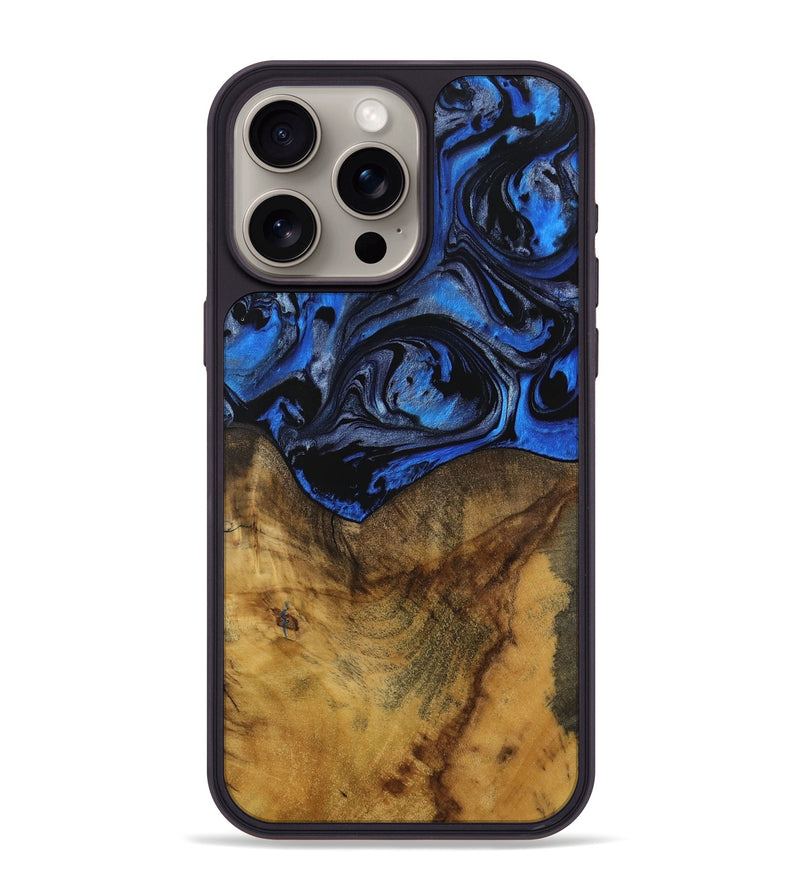 iPhone 15 Pro Max Wood Phone Case - Melina (Blue, 728559)